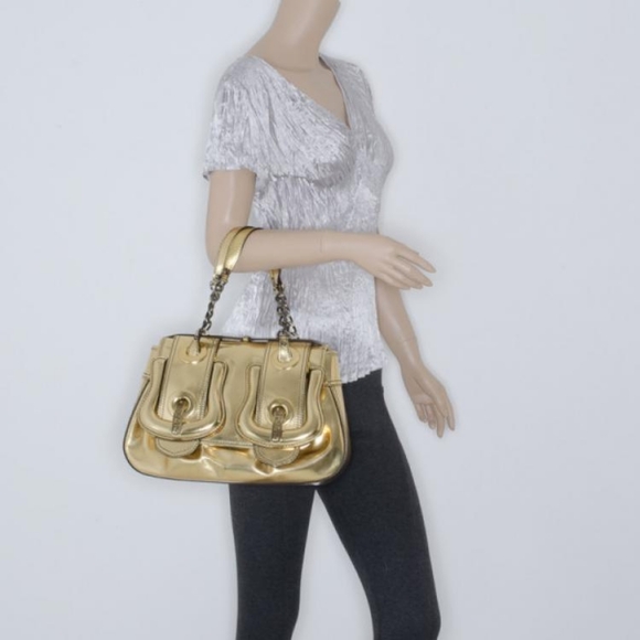 FENDI Gold Mirrored Leather B Shoulder Bag - Picture 2 of 12